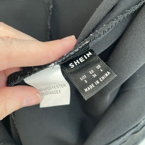 SHEIN High Waist Large Belt Loop Light Weight Black Pants Women’s Size S - Picture 4 of 5